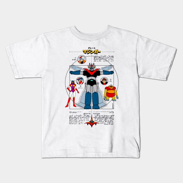 193b Great Mazinger DaVinci COLOR Kids T-Shirt by Yexart